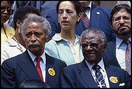 Desmond Tutu and David Dinkins, anti-apartheid rally, New York City.jpg