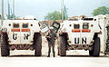 Two VAB of the UN in Yugoslavia and a French Blue Helmet