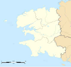 Mapa konturowa Finistère, blisko centrum u góry znajduje się punkt z opisem „Loperhet”