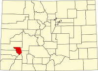 Map of Kolorado highlighting Ouray County