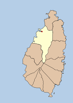 Peta Distrik Castries, distrik sané madaging kota Castries
