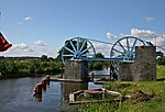 Seilscheiben zur Umlenkung des Stahlseiles am Ende des Rollberges in Kąty