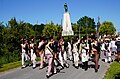 Nachstellung der Schlacht im Jahr 2023. Statue von Francisco de Miranda.