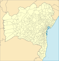 Mapa konturowa Bahia, po prawej nieco u góry znajduje się punkt z opisem „Tanquinho”