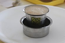 Coffee served in a metal tumbler