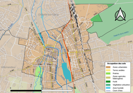 Carte des infrastructures et de l'occupation des sols de la commune en 2018 (CLC).