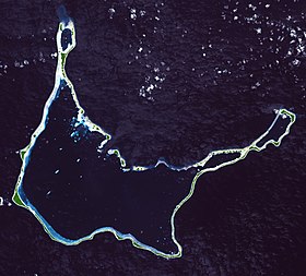 L'atoll Arno vu du ciel.