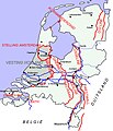 Kartskisse over Nederlandske forsvarslinjer våren 1940