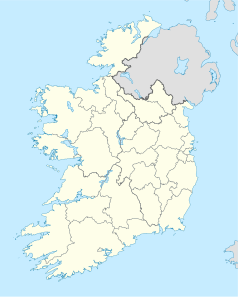 Mapa konturowa Irlandii, blisko centrum na dole znajduje się punkt z opisem „Dundrum”