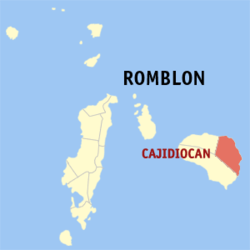 Peta Romblon dengan Cajidiocan dipaparkan