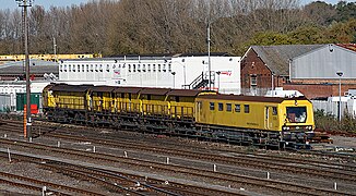 Speno rail grinding train in Eastleigh yard