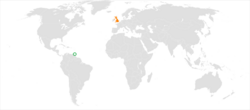 Map indicating locations of Trinidad and Tobago and United Kingdom