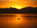 Antalya with the sunset and mountains in the west