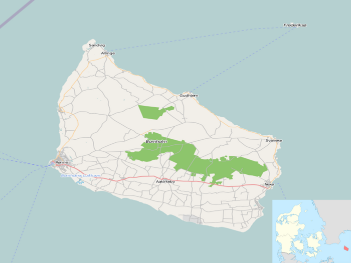 Bornholm er placeret i Bornholm