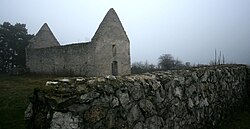 Ruins of a Romanesque church in Haluzice