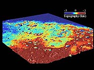 An oblique view of Arabia Terra produced by Mars Global Surveyor