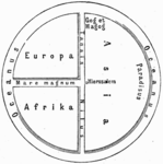 T-kartan med norr uppåt. Illustration från Meyers Konversationslexikon 1888.