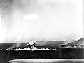 Japanese ammunition ship Aikoku Maru explodes in Truk Harbor following a dive-bombing attack by a US carrier based plane. The pilot and crewmembers of this plane are presumed to be lost since their plane was caught in this terrific explosion. February 17, 1944