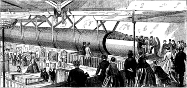 Alfred Ely Beach's experimental pneumatic elevated subway (1867).