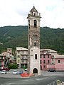 Campanile del santuario di Nostra Signora dei Miracoli presso Cicagna, Liguria, Italia