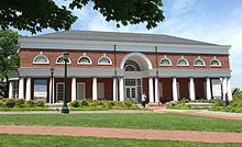 Moderately sized library on university campus.