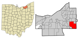 Location in Cuyahoga County and the state of Ohio