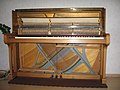 Inside of a cross-stringed piano