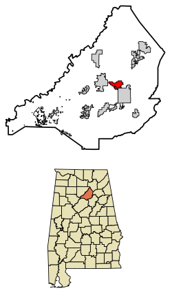 Location of Rosa in Blount County, Alabama.