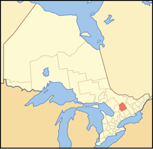 Haliburton County's location in relation to Ontario.