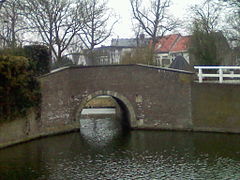 The Waterpoortbrug (Water Gate Bridge) in Hoorn, Netherlands, a brick bridge