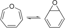 Benzene oxide exists in equilibrium with the oxepin isomer.