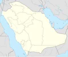 Mapa konturowa Arabii Saudyjskiej, po lewej nieco u góry znajduje się punkt z opisem „Al-Ula”