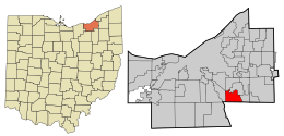 Location in Cuyahoga County and the state of Ohio