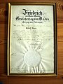 1890, certificat d'honoraires pour la statue du grand-duc Frédéric de Bade à Adolf Heer