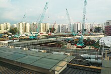 Construction of [[Woodlands MRT station]] of the TEL in 2017.