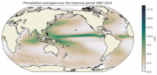 Map of global average annual precipitation