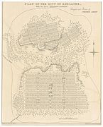 1839 plan of Adelaide showing the grid layout