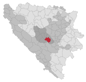 Lage der Gemeinde Fojnica in Bosnien und Herzegowina (anklickbare Karte)