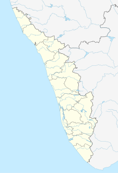 Mapa konturowa Kerali, na dole po prawej znajduje się punkt z opisem „Sabarimala”