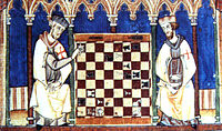 Alphonse X. Livre sur le jeu d'échecs, les dés et le trictrac. Les Templiers jouant aux échecs, 1283