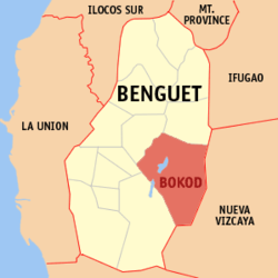 Mapa de Benguet con Bokod resaltado