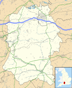 Mapa konturowa Wiltshire, blisko centrum po prawej na dole znajduje się punkt z opisem „Tidworth”