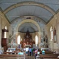 O ricamente decorado interior do Antigo Santuário de Nossa Senhora de Caravaggio, Farroupilha, 1890, uma notável exceção na regra de austeridade da edificação rural