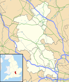 Mapa konturowa Buckinghamshire, blisko centrum u góry znajduje się punkt z opisem „Mursley”