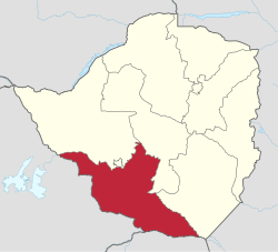Vị trí Matabeleland Nam trên bản đồ Zimbabwe