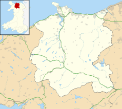 Mapa konturowa Conwy, blisko górnej krawiędzi po prawej znajduje się punkt z opisem „Kinmel Bay”