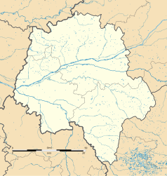 Mapa konturowa Indre i Loara, po lewej nieco u góry znajduje się punkt z opisem „Continvoir”