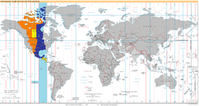 Carte du fuseau horaire.