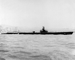 USS Trepang (SS-412) underway off Mare Island, CA., 12 July 1944.