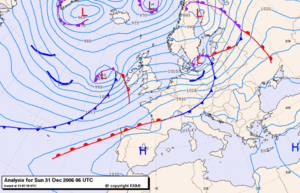 Wetteranalyse 31. Dez., 0600 UTC (KNMI):